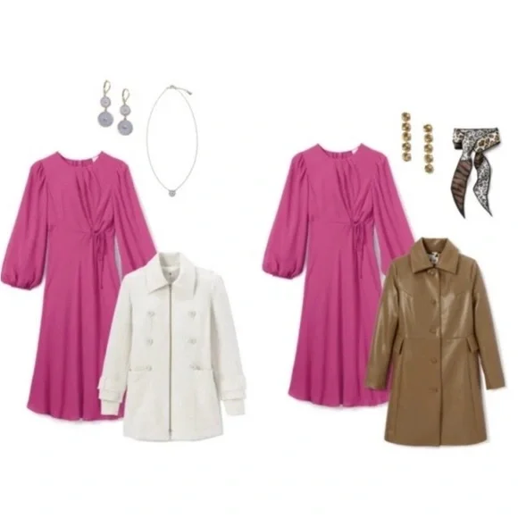 CAbi Delight Midi Dress in fuchsia pink, style #6578 Long Sleeve Dress - Picture 9 of 16